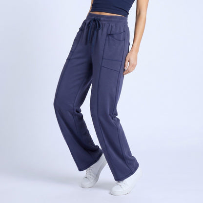 Anna-Kaci Women's High Rise Drawstring Wide Leg Utility Pants with Patch Pockets