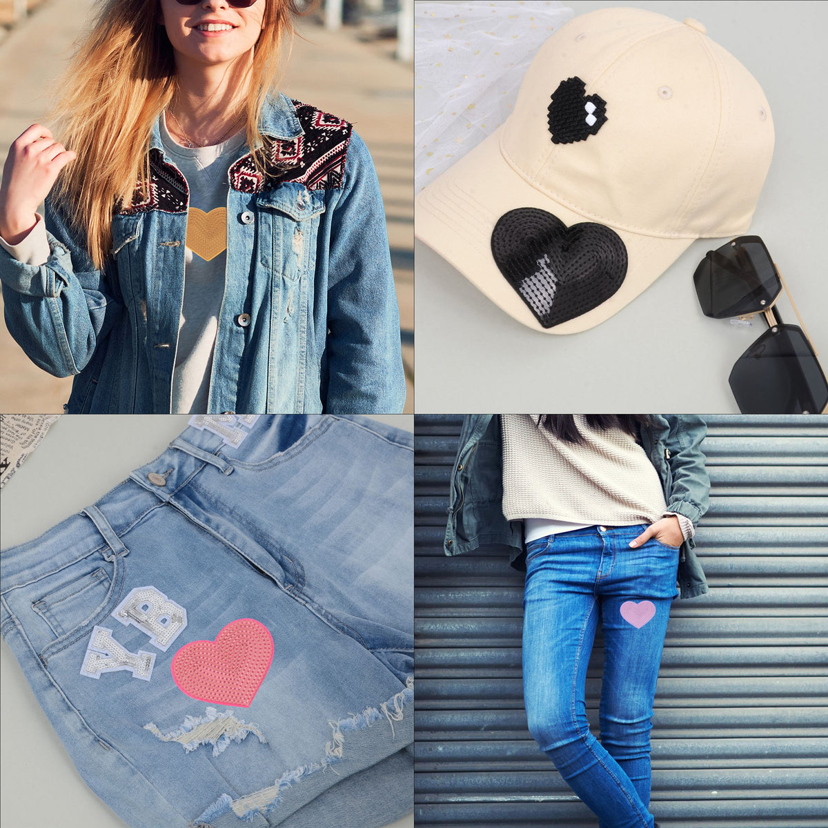Sequin Star Heart Iron On Patches Clothing Embroidered Sewing Repair Hot-fix Garment Bag Shoes Backpack Hat DIY Decoration