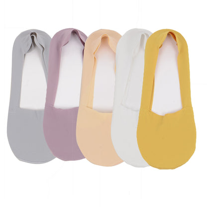 Anna-Kaci 5 Pairs Women Ice Silk Low Cut Liner Socks Deep Cut Design Anti-Slip Cotton Sole Breathable Invisible Socks for Flats