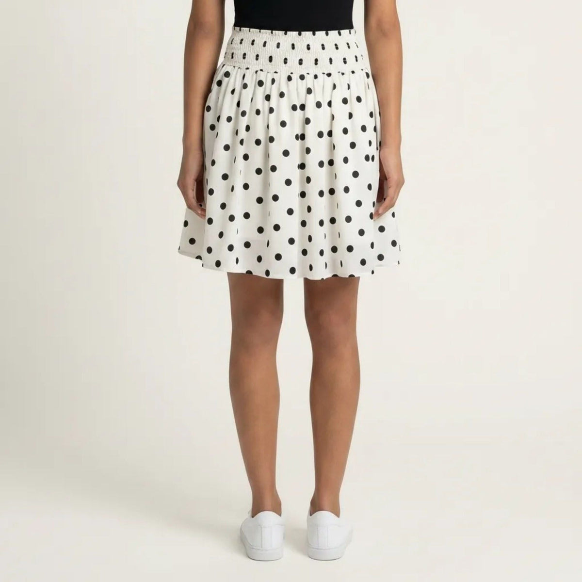 Anna-Kaci Women's Polka Dot A Line Skirt Smocked High Waist Flowy Lightweight Casual Mini Skirt