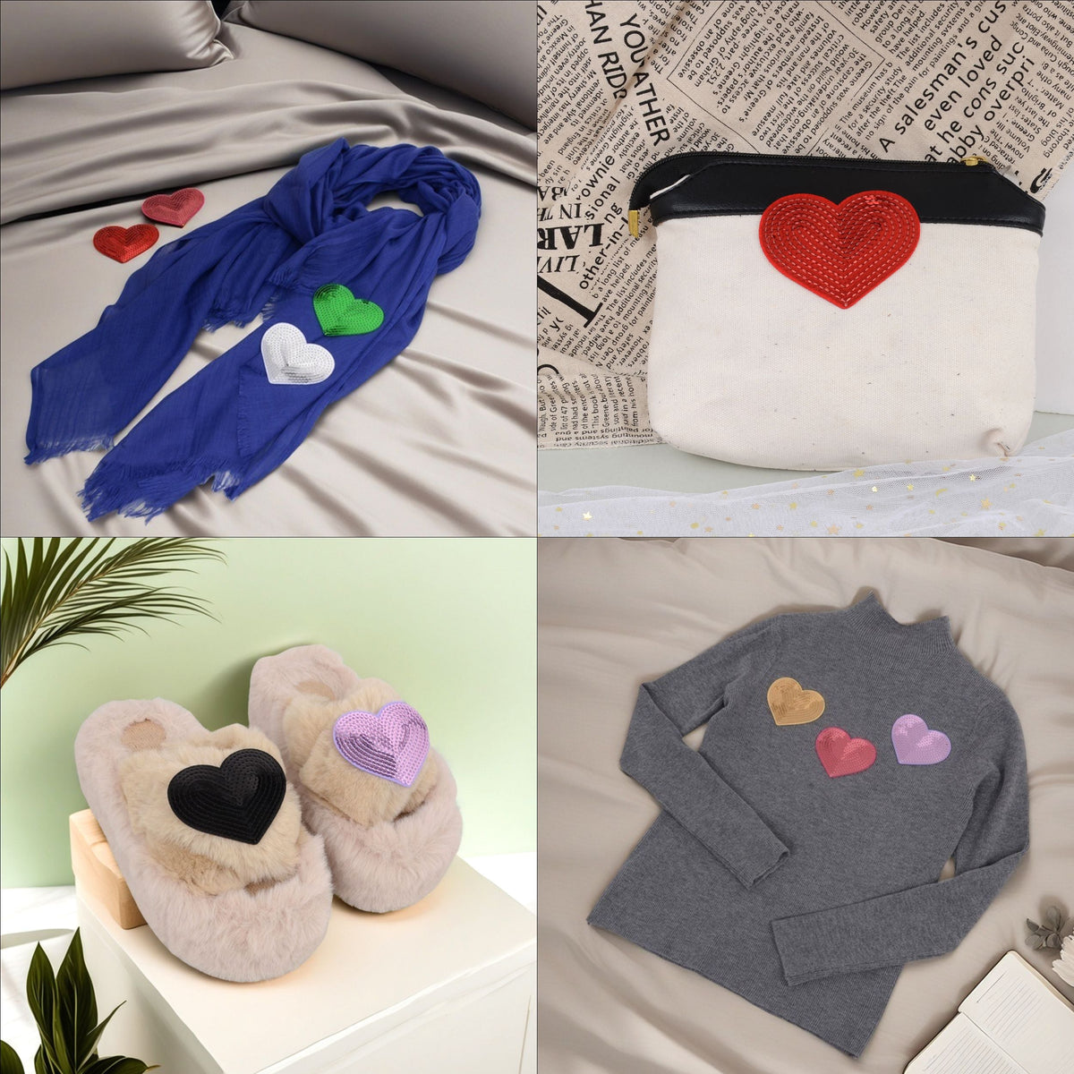 Sequin Star Heart Iron On Patches Clothing Embroidered Sewing Repair Hot-fix Garment Bag Shoes Backpack Hat DIY Decoration
