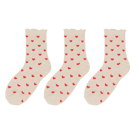 Anna-Kaci Women's Ankle Socks with Allover Heart Print and Soft Ribbed Cuff Trim
