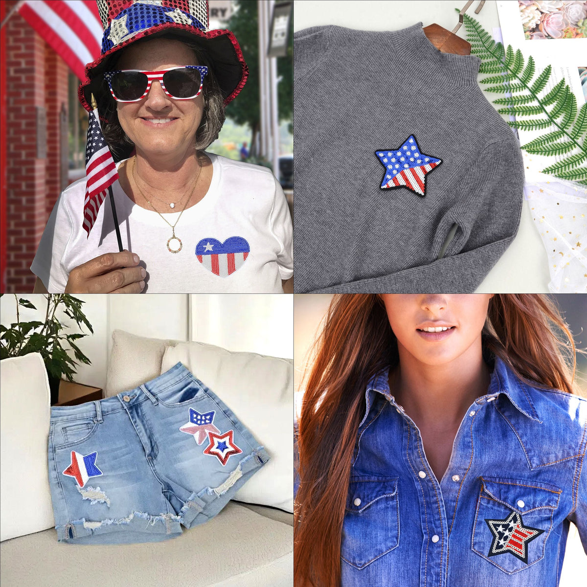 Sequin Star Heart Iron On Patches Clothing Embroidered Sewing Repair Hot-fix Garment Bag Shoes Backpack Hat DIY Decoration