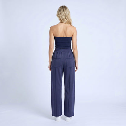 Anna-Kaci Women's High Rise Drawstring Wide Leg Utility Pants with Patch Pockets