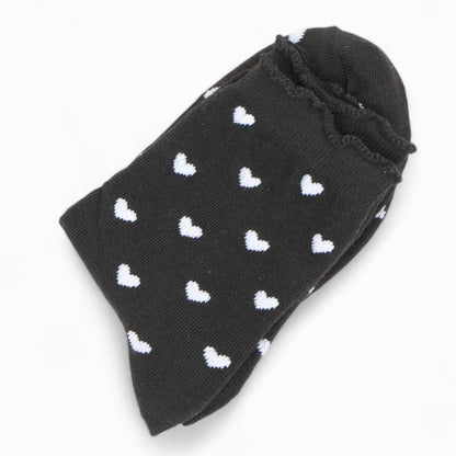 Anna-Kaci Women's Ankle Socks with Allover Heart Print and Soft Ribbed Cuff Trim