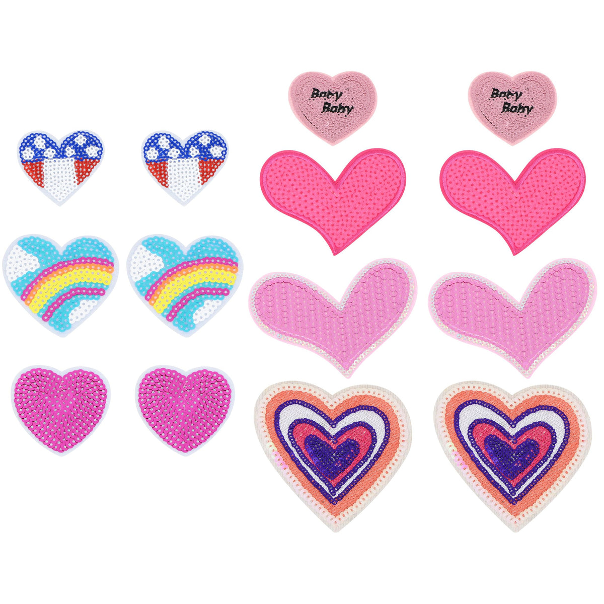 Sequin Star Heart Iron On Patches Clothing Embroidered Sewing Repair Hot-fix Garment Bag Shoes Backpack Hat DIY Decoration