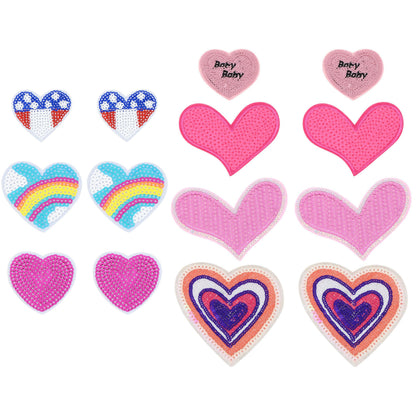 Sequin Star Heart Iron On Patches Clothing Embroidered Sewing Repair Hot-fix Garment Bag Shoes Backpack Hat DIY Decoration
