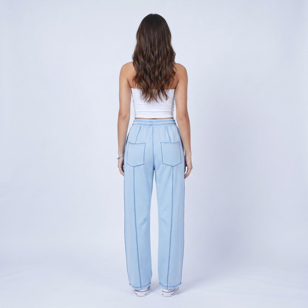 Anna-Kaci Women's High Rise Drawstring Wide Leg Utility Pants with Patch Pockets