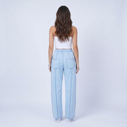 Anna-Kaci Women's High Rise Drawstring Wide Leg Utility Pants with Patch Pockets