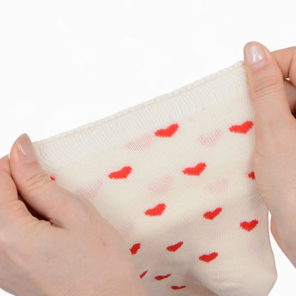 Anna-Kaci Women's Ankle Socks with Allover Heart Print and Soft Ribbed Cuff Trim