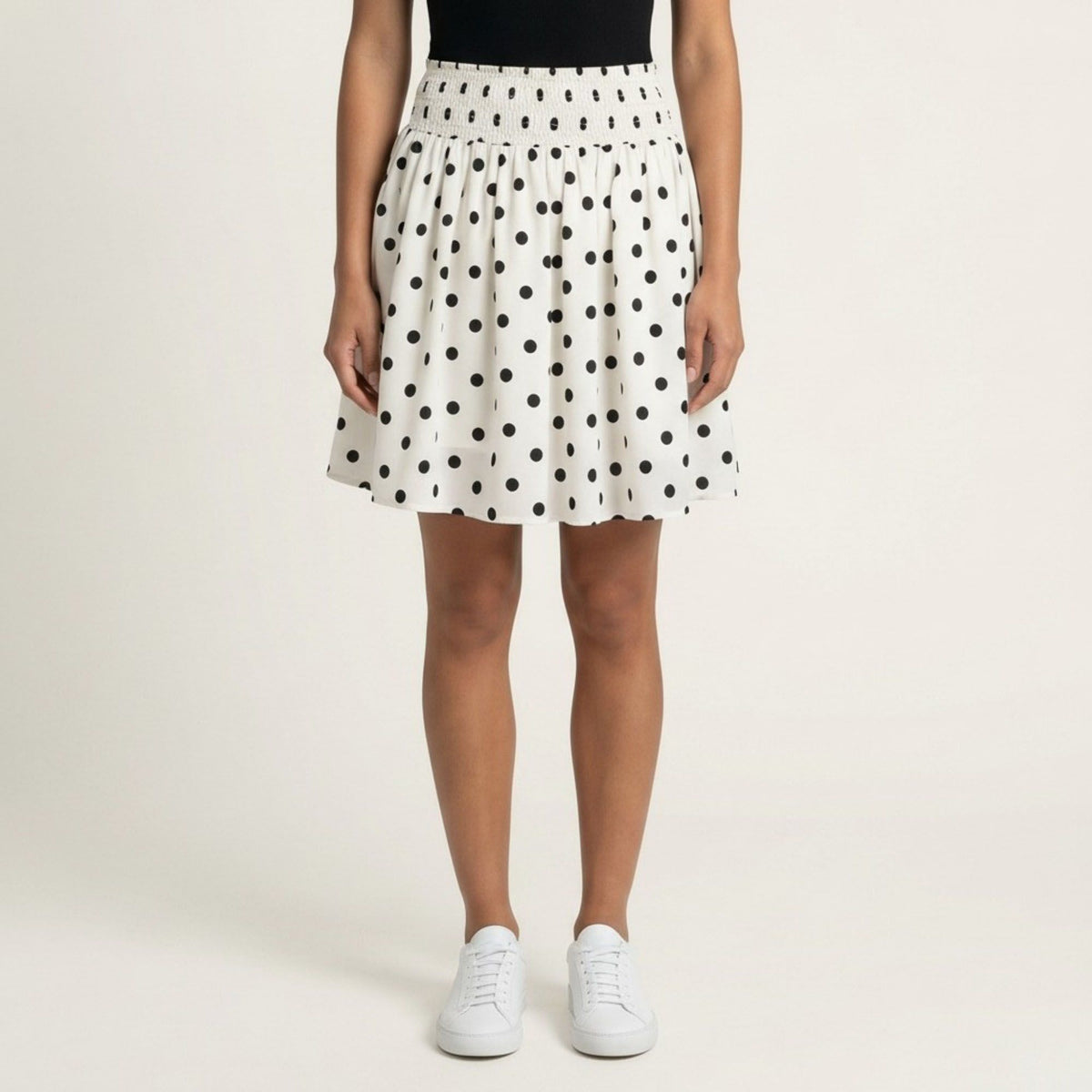 Anna-Kaci Women's Polka Dot A Line Skirt Smocked High Waist Flowy Lightweight Casual Mini Skirt