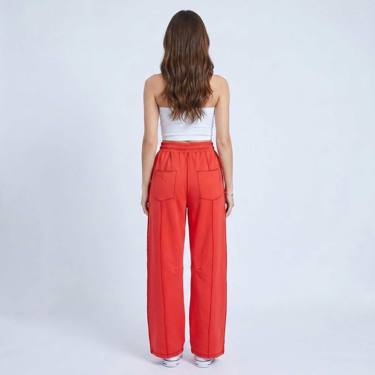 Anna-Kaci Women's High Rise Drawstring Wide Leg Utility Pants with Patch Pockets