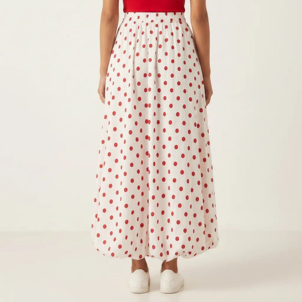 Anna-Kaci Women's Polka Dot Maxi Skirt Elastic Waist Flowy A Line Long Casual Lightweight Skirt