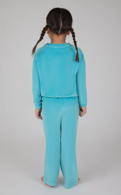 90 Degree by Reflex 4-6X 2 PC Ribbed Velour Top and Flare Leg Pant