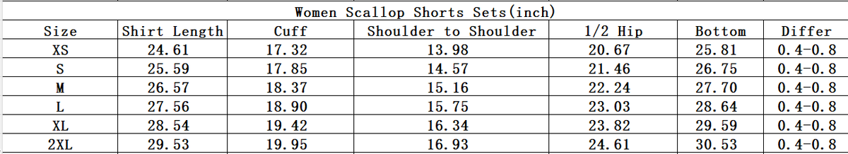 Buttercup scalloped women shorts set