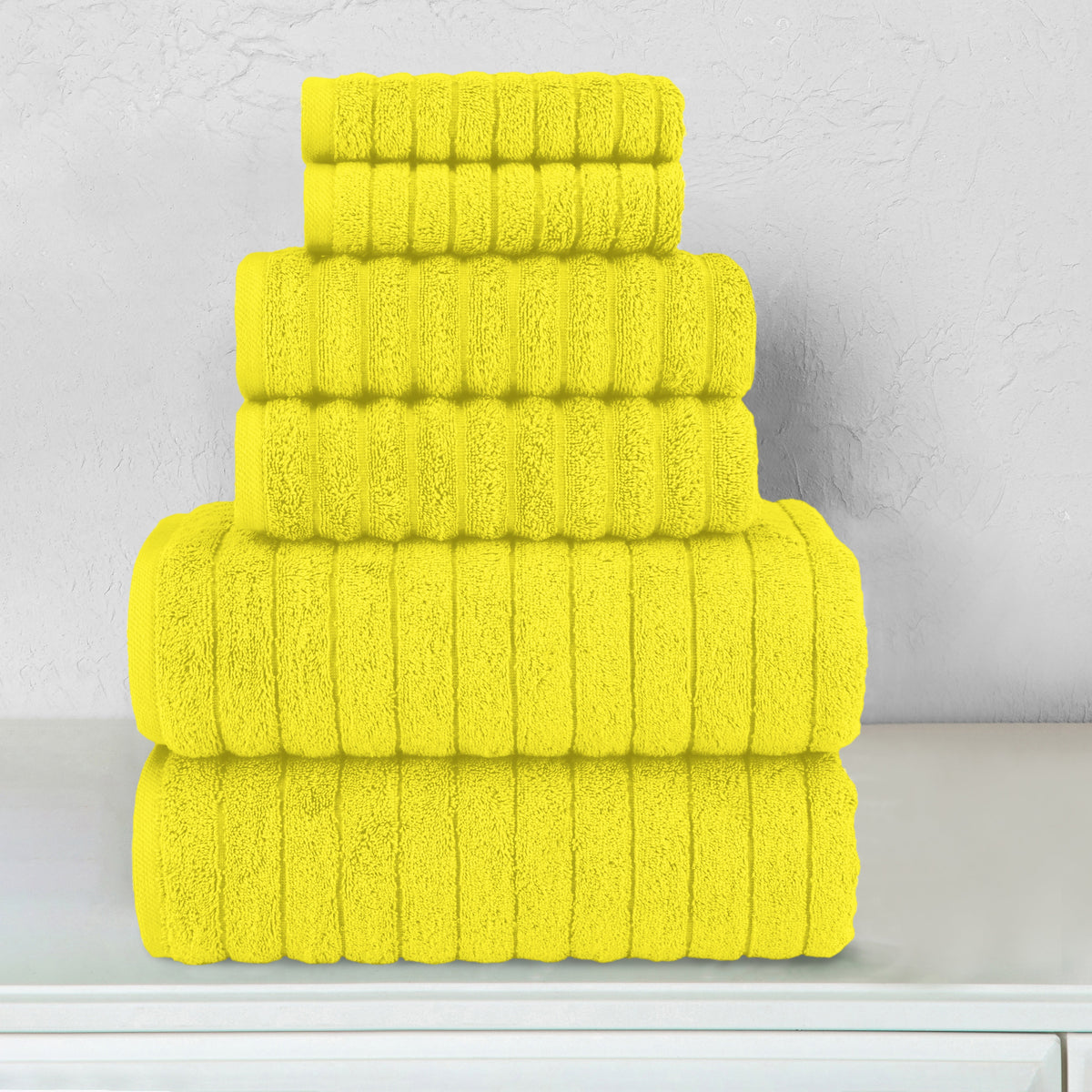 Elegant Comfort 6-Piece Turkish Cotton Corduroy Towel Set, 2 Washcloths, 2 Hand Towels and 2 Bath Towels