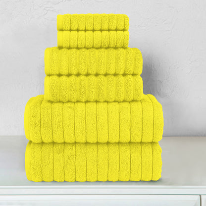 Elegant Comfort 6-Piece Turkish Cotton Corduroy Towel Set, 2 Washcloths, 2 Hand Towels and 2 Bath Towels