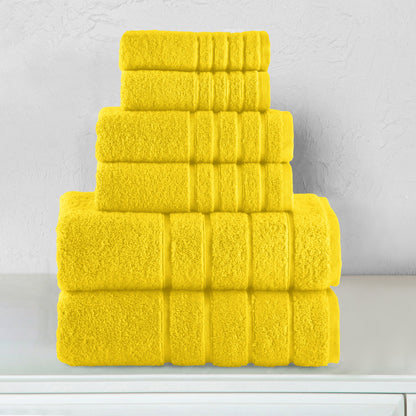 Elegant Comfort 6-Piece Turkish Cotton 4 Lines Stripe Towel Set, 2 Washcloths, 2 Hand Towels and 2 Bath Towels