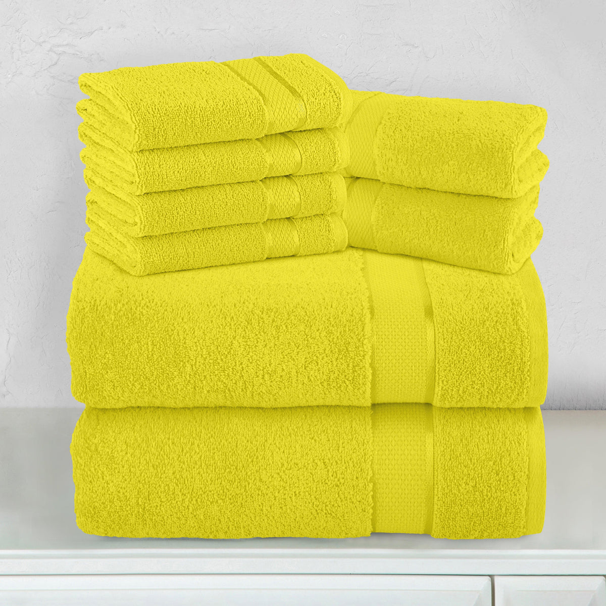 Elegant Comfort 8-Piece Turkish Cotton Towel Set, 4 Washcloths, 2 Hand Towels and 2 Bath Towels