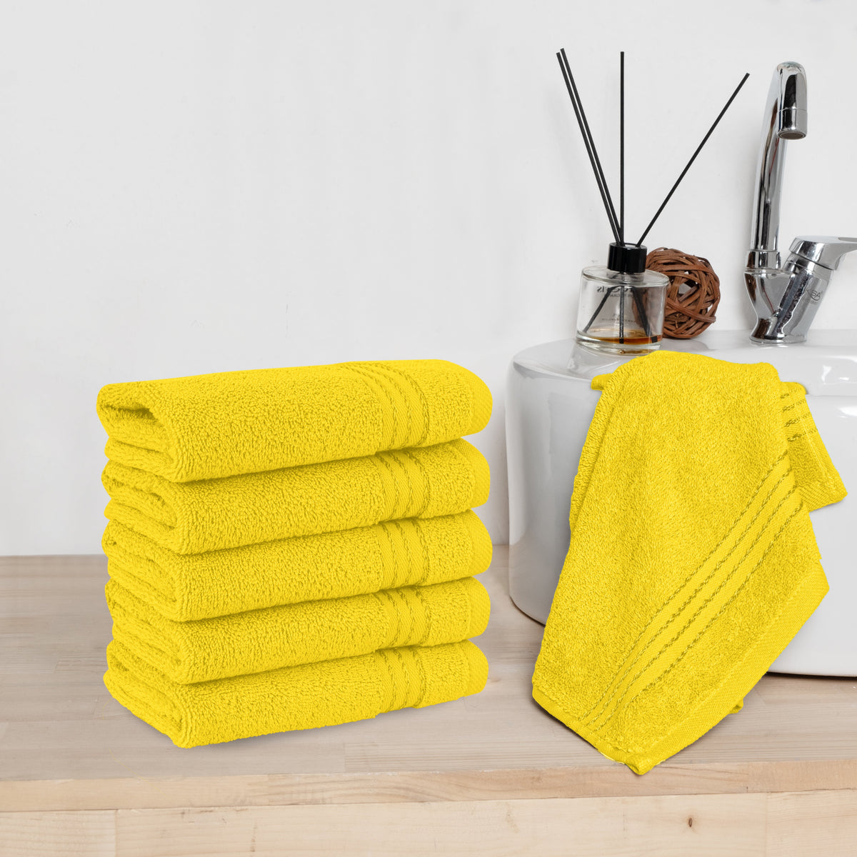 Elegant Comfort 6 Pack Premium Turkish Cotton Washcloths Set, 13 x 13 inch