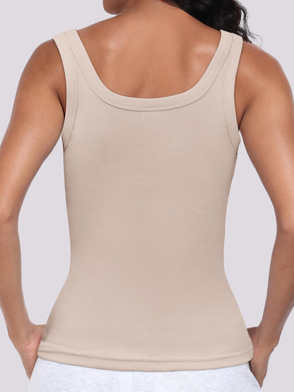 ✨Womens Sleeveless Scoop Neck Tank Top Ribbed Fitted Basic Tops