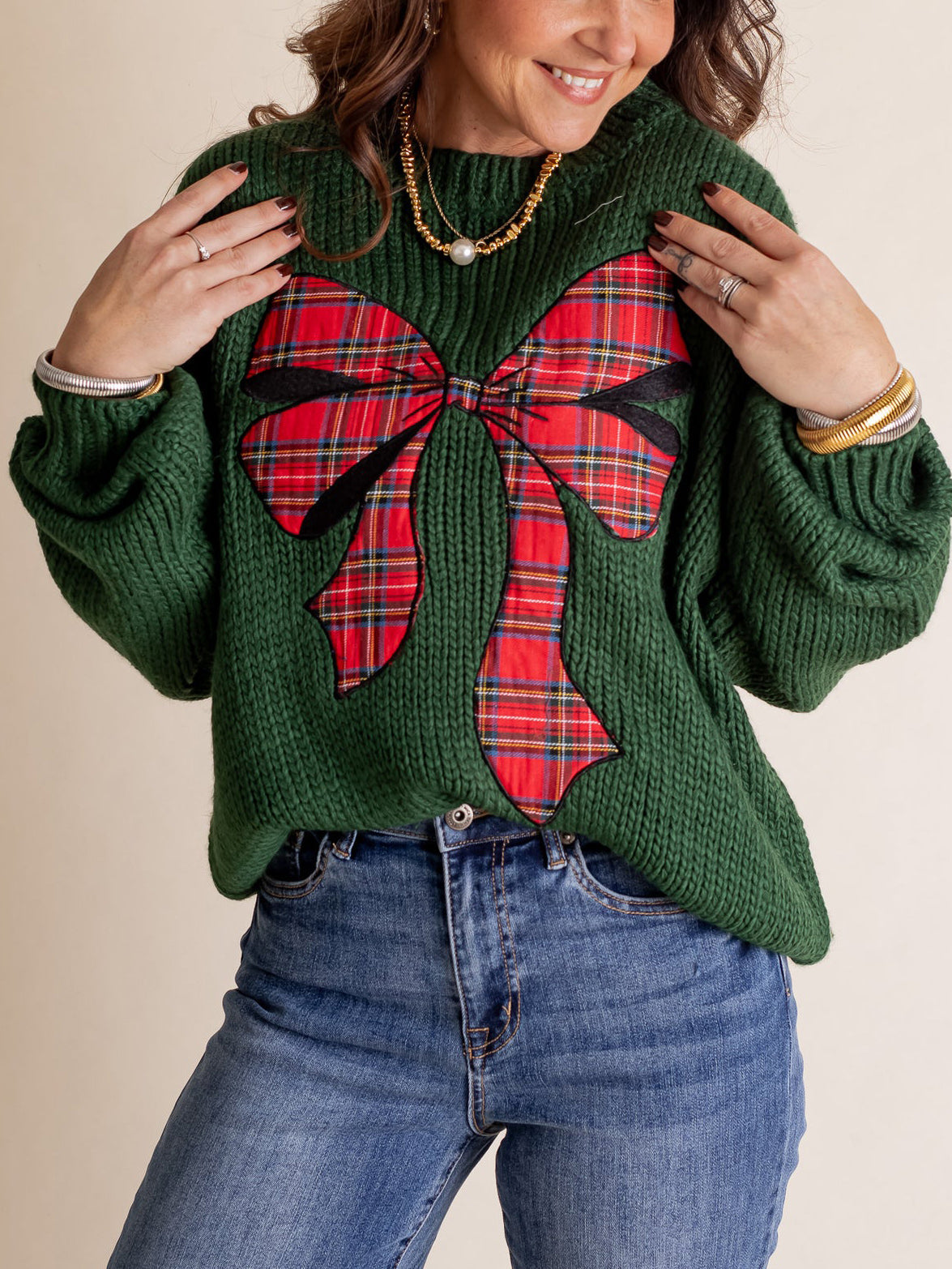 ✨Pinch Me Christmas Plaid Bow Sweater (Final Days: Big Savings!!!)