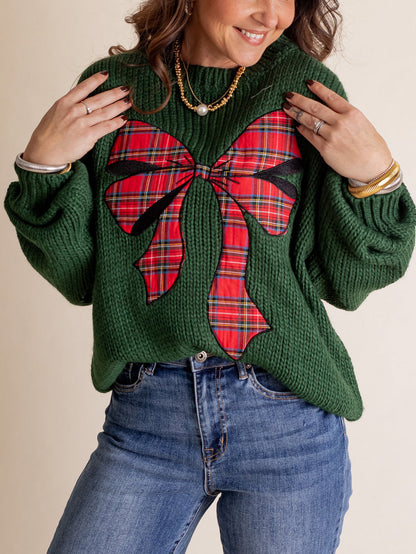 ✨Pinch Me Christmas Plaid Bow Sweater (Final Days: Big Savings!!!)