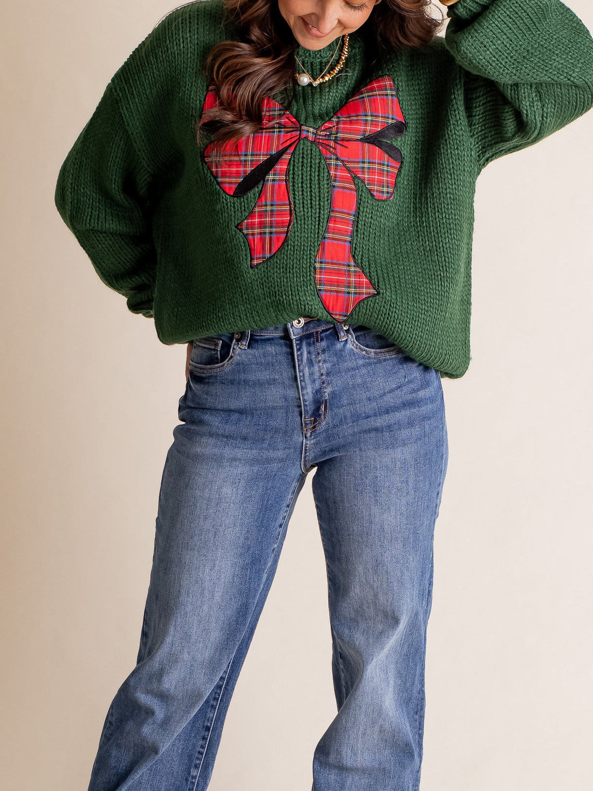 ✨Pinch Me Christmas Plaid Bow Sweater (Final Days: Big Savings!!!)