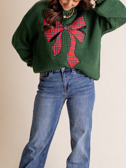 ✨Pinch Me Christmas Plaid Bow Sweater (Final Days: Big Savings!!!)