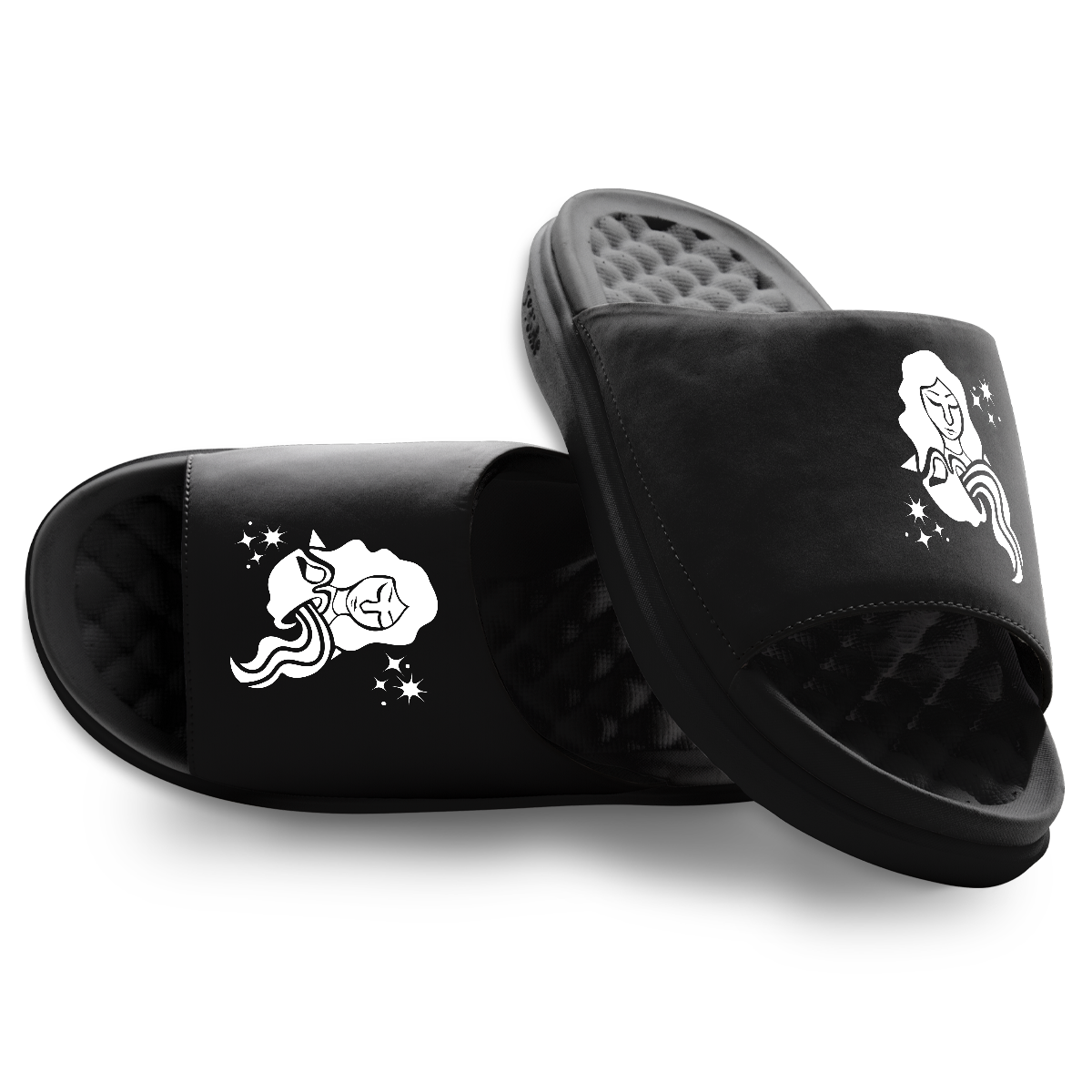 Aquarius Zodiac Symbols Motive Slide Sandals