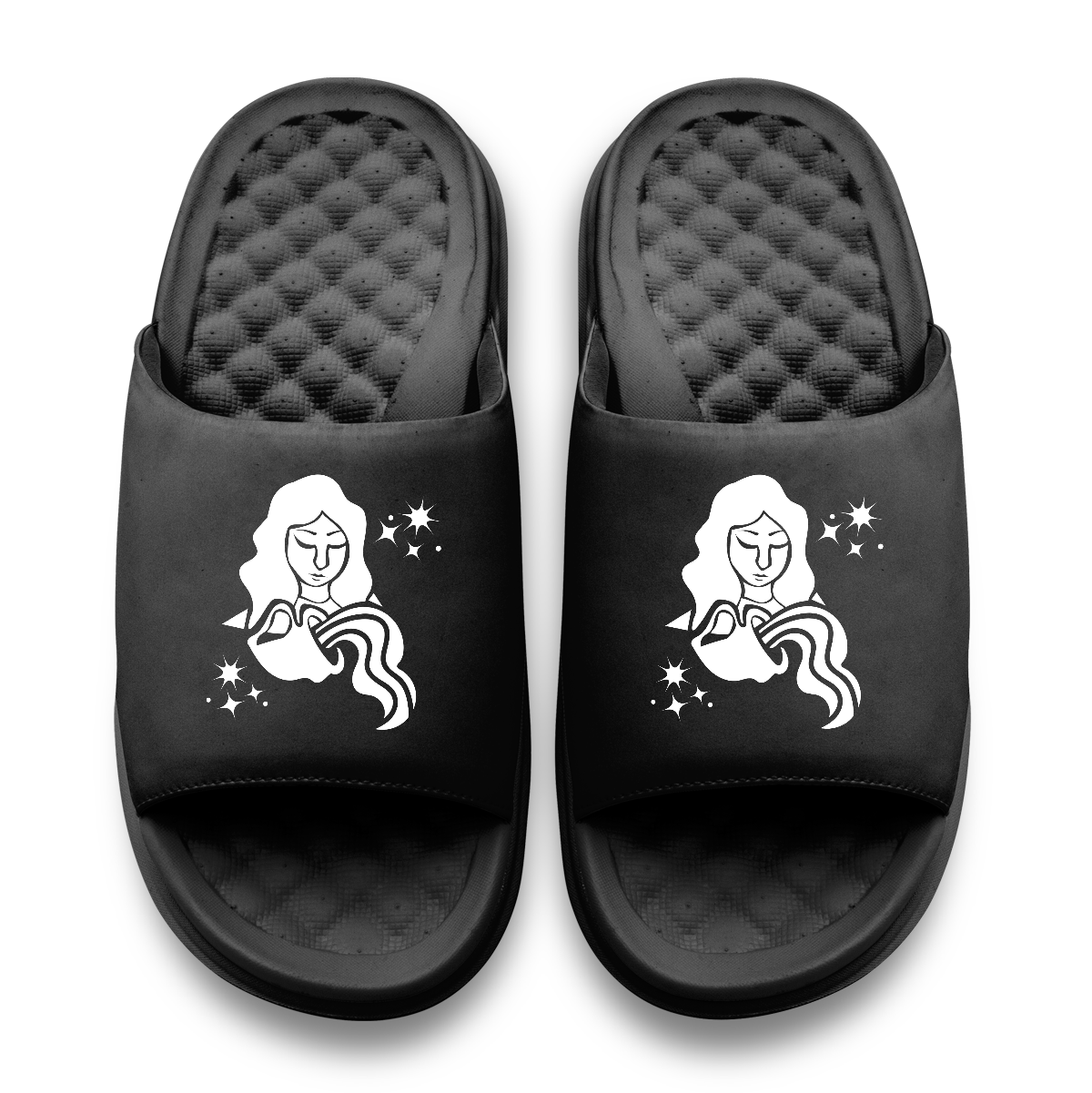 Aquarius Zodiac Symbols Motive Slide Sandals