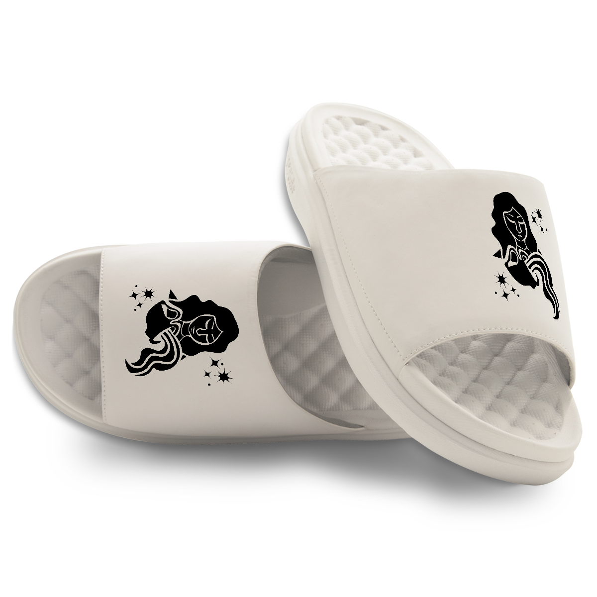 Aquarius Zodiac Symbols Motive Slide Sandals
