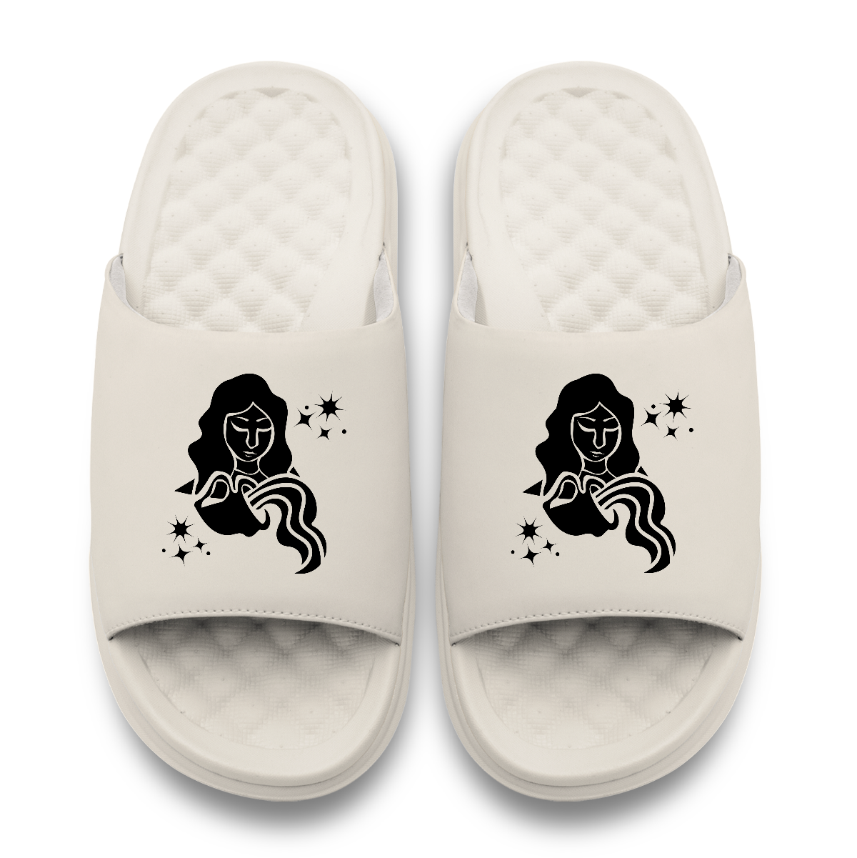 Aquarius Zodiac Symbols Motive Slide Sandals