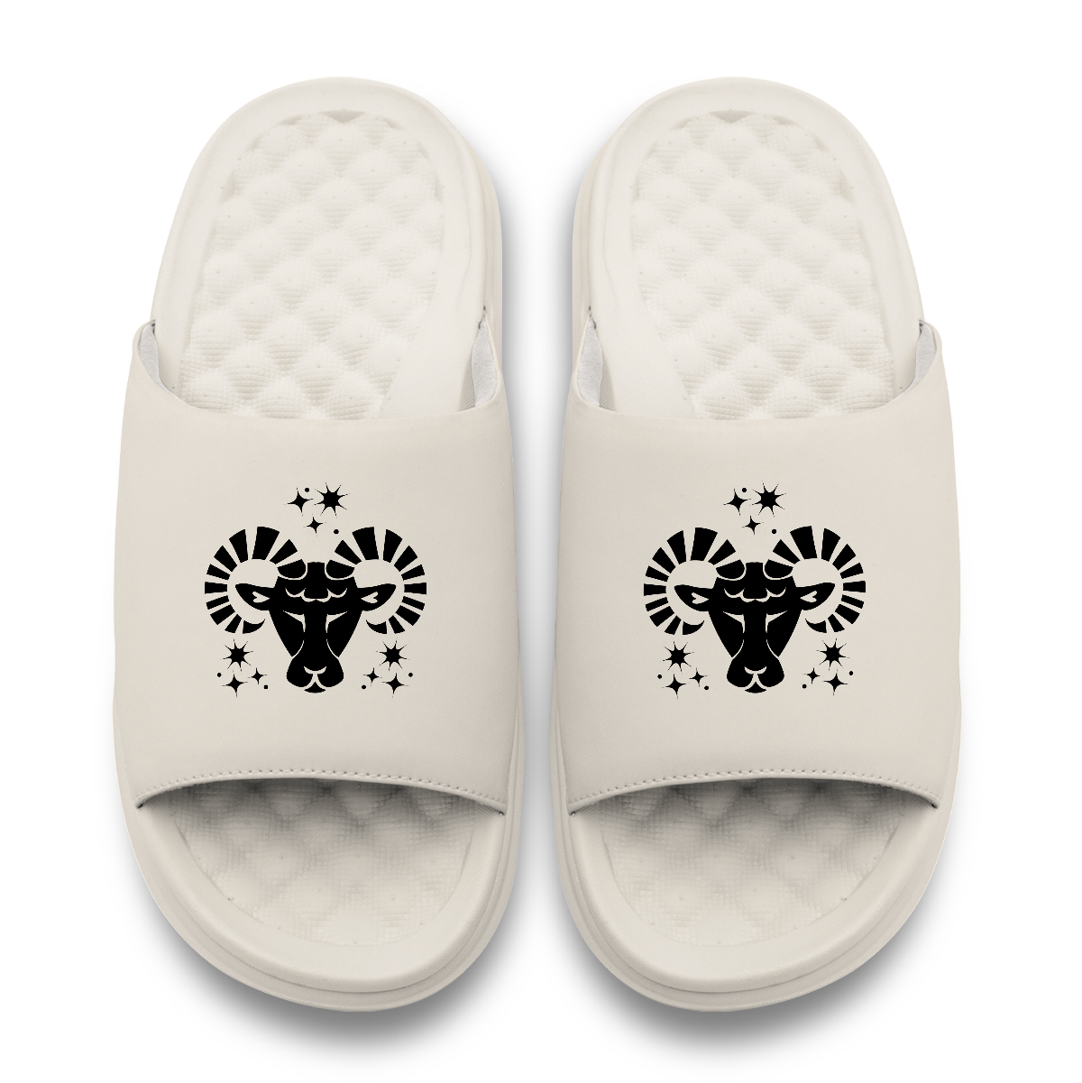 Aries Zodiac Symbols Motive Slide Sandals