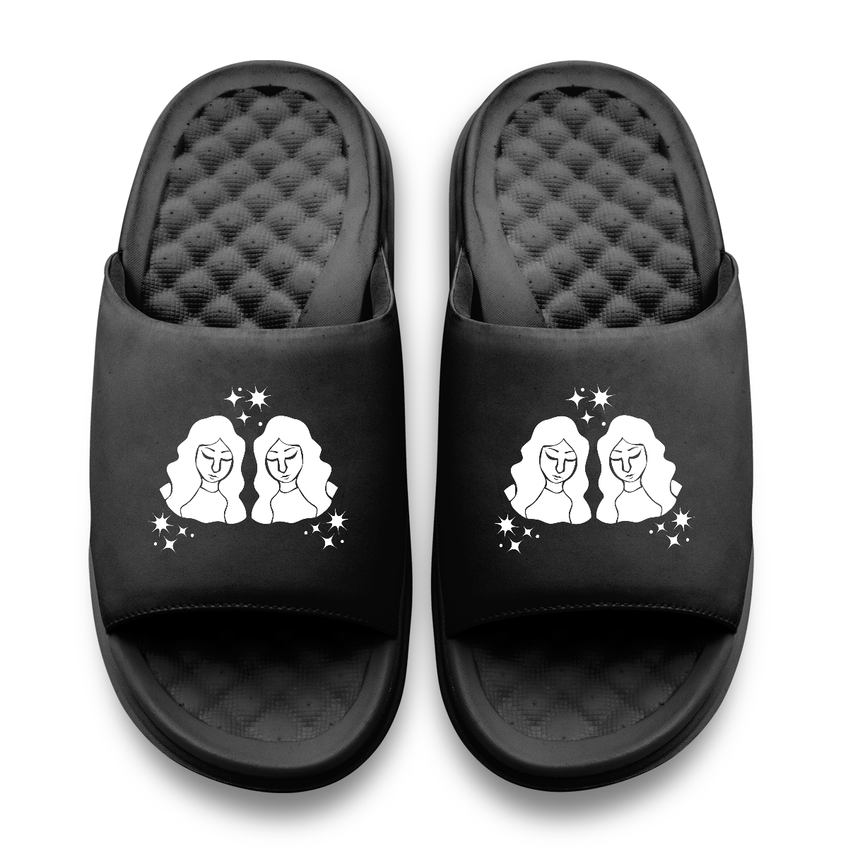 Gemini Zodiac Symbols Motive Slide Sandals