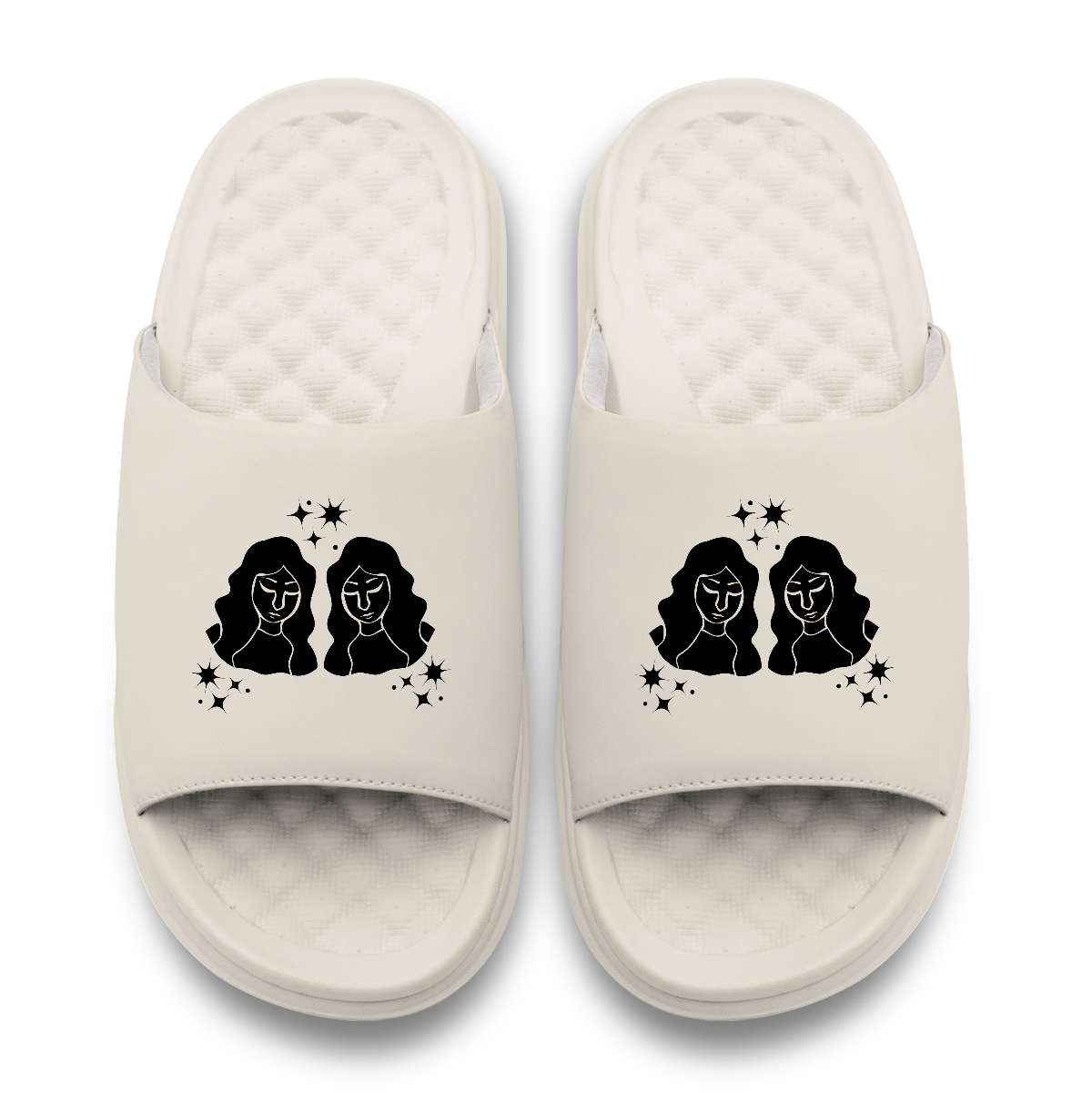 Gemini Zodiac Symbols Motive Slide Sandals