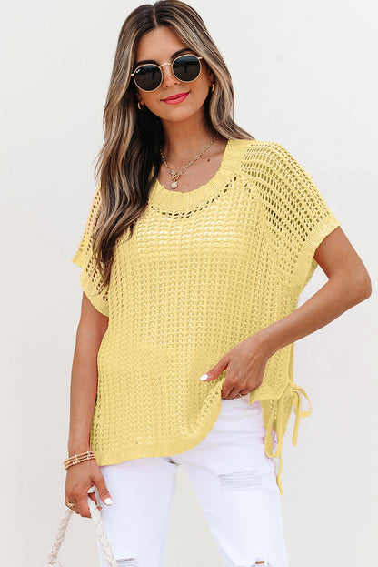 Threaded Pear Celine Tied Short Sleeve Sweater