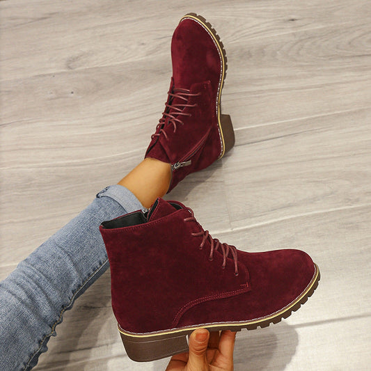 Women’s Short Martin Boots | Round-Toe High-Sense Fashion Boots | Trendy Minimalist British Style Ankle Boots | Luxury-Label Statuesque Radiant Footwear | 2026 High-Fashion Emerald-Luxe Essential