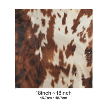 Brown Cow Hide Print Velvety Soft Throw Pillow Case Made in America