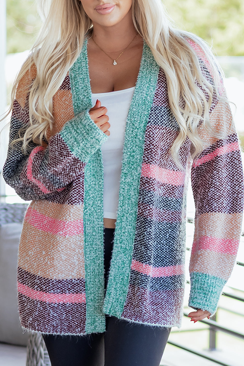 Threaded Pear Elsa Slit Open Front Cardigan