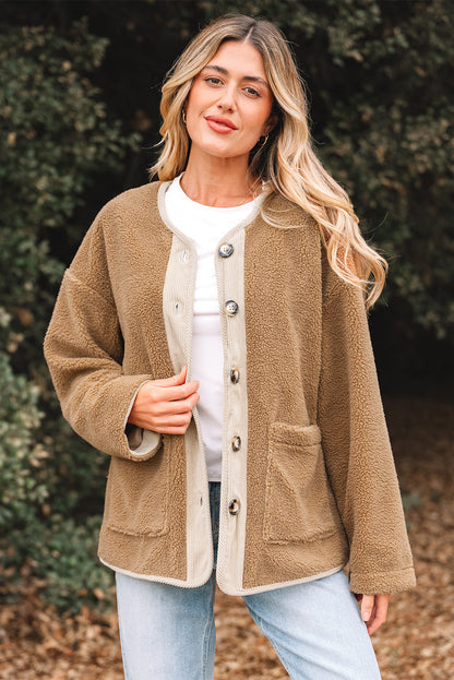 Threaded Pear Lilisha Corduroy Edge Patchwork Jacket