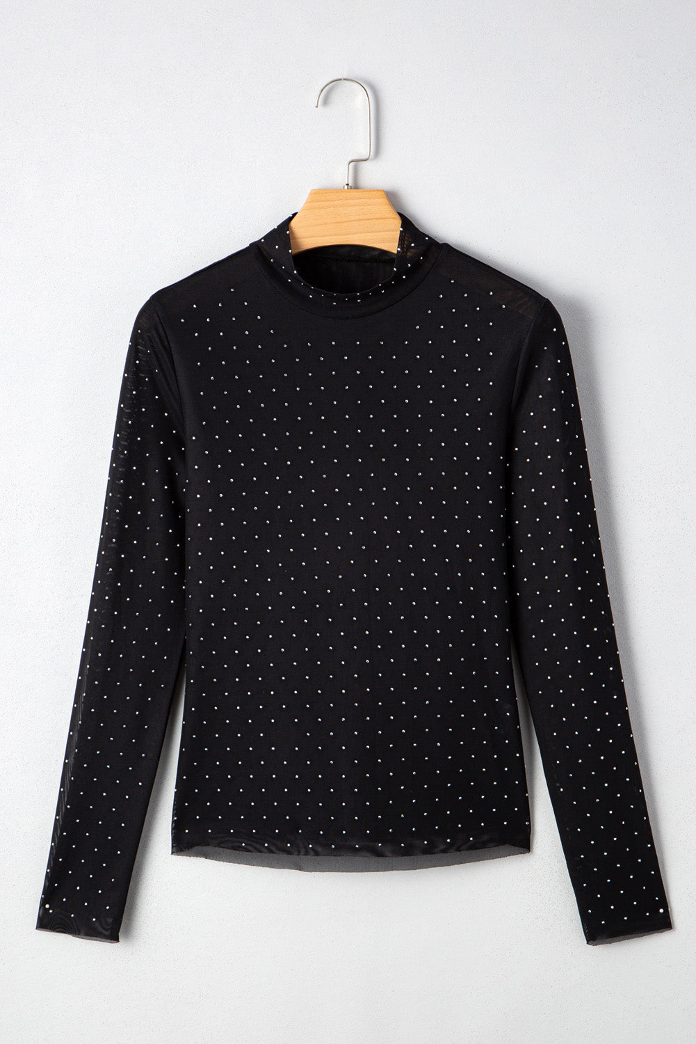 Threaded Pear Anastasia Rhinestone Embellished Mesh Long Sleeve Top