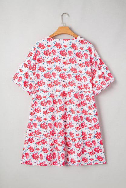 Threaded Pear Zariah Ruffled Half Sleeve PLUS Dress