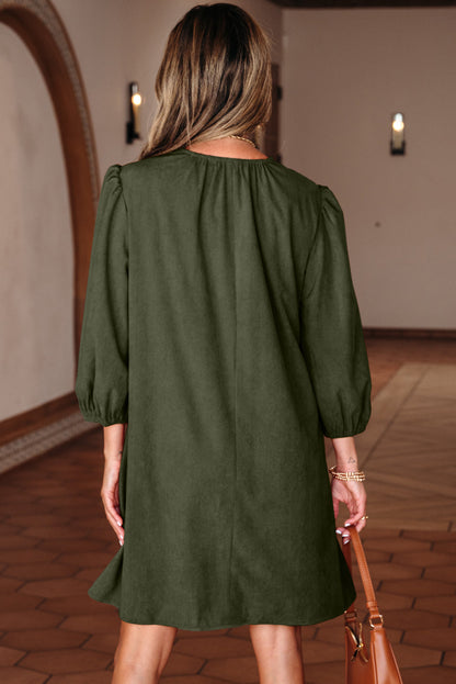 Threaded Pear Michelle Pleated Corduroy Mini Dress
