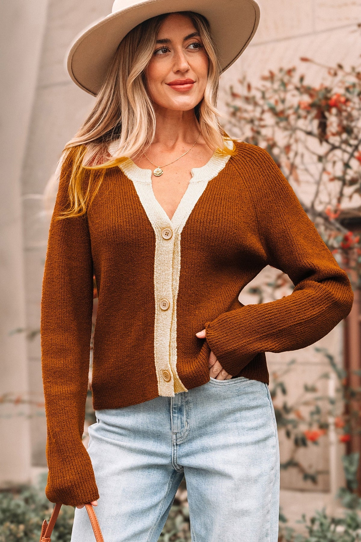 Threaded Pear Gabriella Knit Neckline Short Cardigan