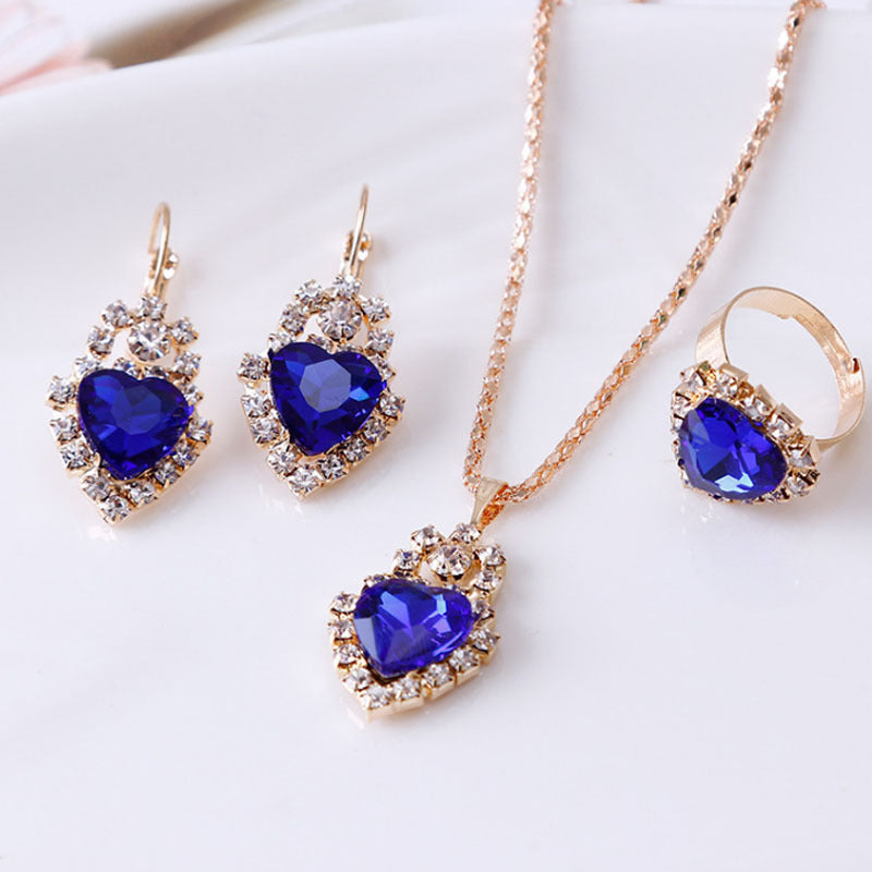 Water Drop Rhinestone Jewelry Set for Women | Elegant Teardrop Necklace, Earrings & Ring Suite | Luxury Crystal Bridal Jewelry Set | Trendy Sparkly Wedding Anniversary Gift | 2026 High-Fashion Evening Party Accessories