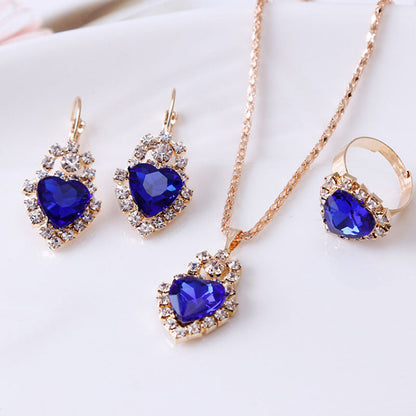 Water Drop Rhinestone Jewelry Set for Women | Elegant Teardrop Necklace, Earrings & Ring Suite | Luxury Crystal Bridal Jewelry Set | Trendy Sparkly Wedding Anniversary Gift | 2026 High-Fashion Evening Party Accessories