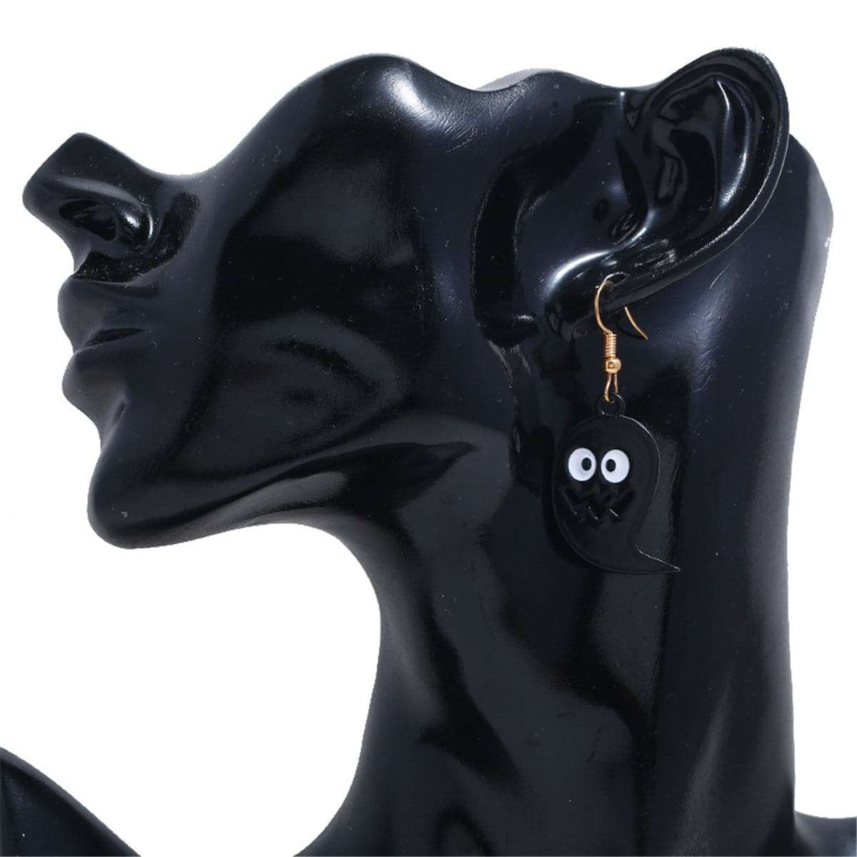 Black & Goldtone Ghost Drop Earrings