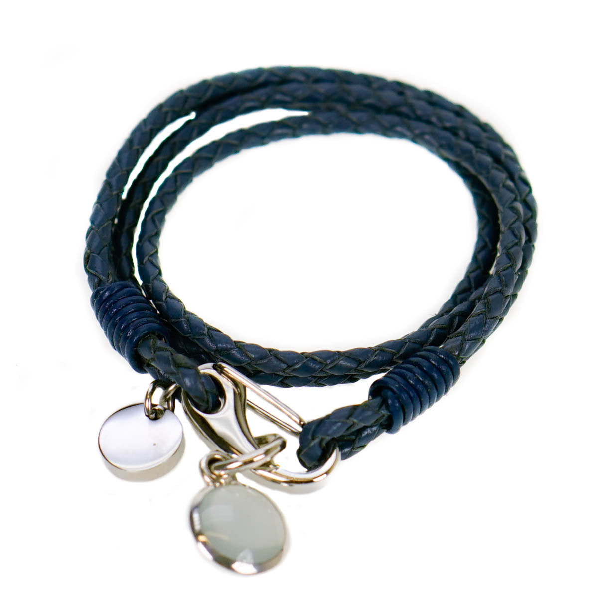 Blue Bracelet Braided Wrap Around Charm by Keeeart