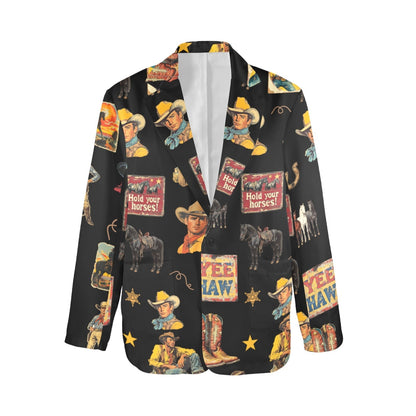 Baha Ranch Vintage Cowboy Collage Western Women's Blazer